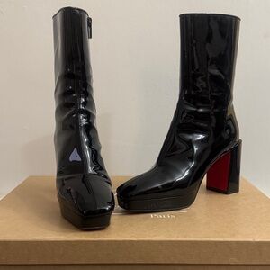 Christian Louboutin Black Patent Heeled Boots